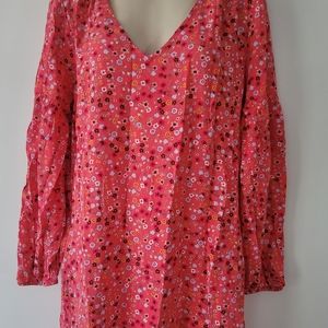 NEW Gap Womens Long Sleeve V-Neck Print Shift Dres